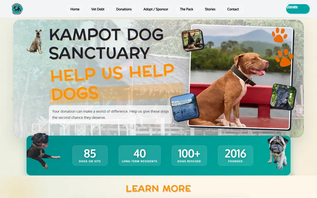 Kampot Dog Sanctuary homepage